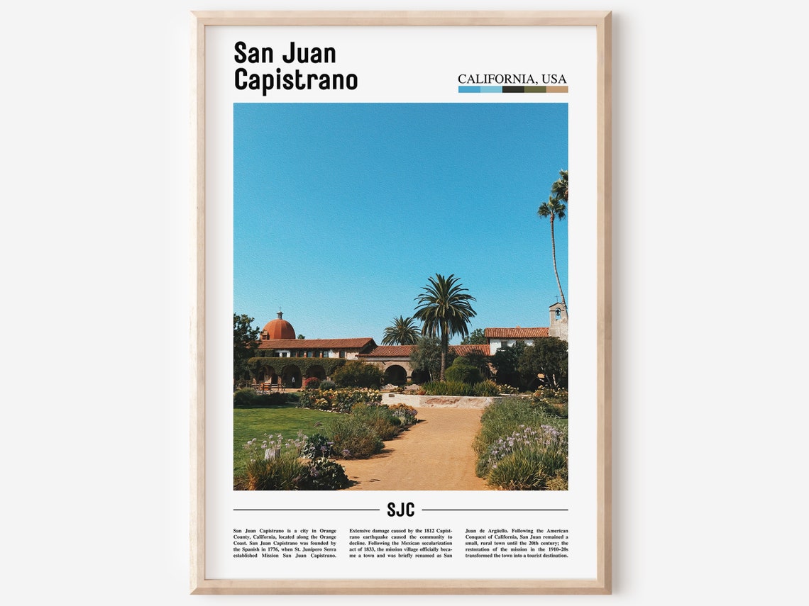 San Juan Capistrano Print San Juan Capistrano Poster San Juan Capistrano Wall Art Minimal Travel Print City Poster Oil Painting Poster