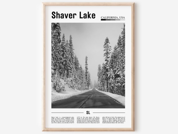 Shaver Lake Poster Black And White Shaver Lake Print Black And White Shaver Lake Wall Art Minimal Travel Print Travel Poster