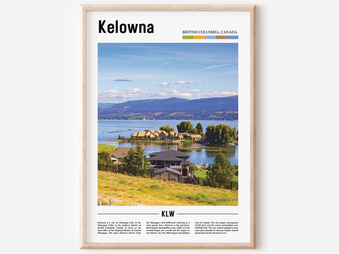 Kelowna Print Kelowna Poster Kelowna Wall Art Oil Painting Poster Colorful City Print City Artwork Travel Artwork Travel Wall Art