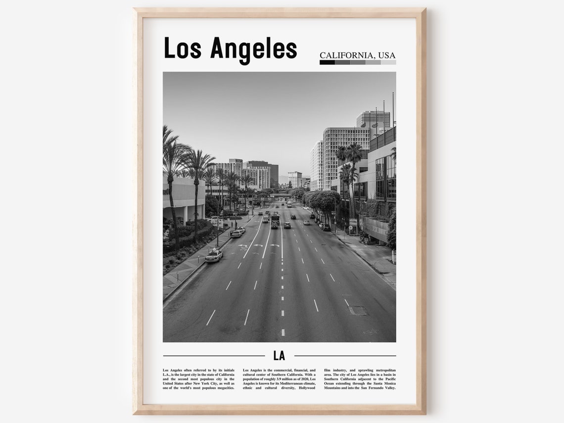 Los Angeles Poster Black And White Los Angeles Print Black And White Los Angeles Wall Art Minimal Travel Print Travel Poster
