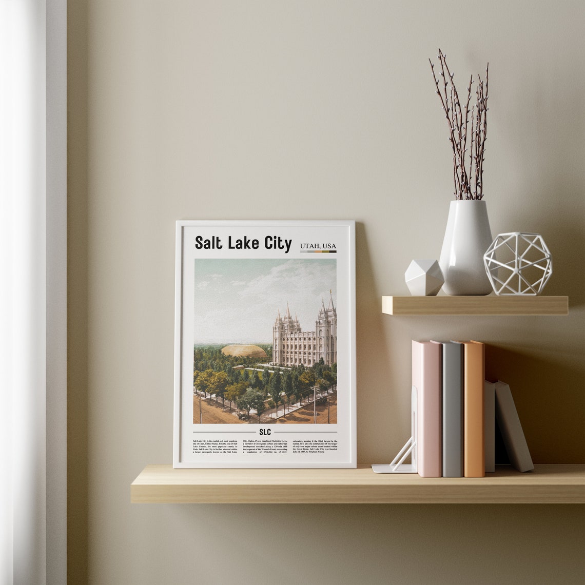 Salt Lake City Print Salt Lake City Poster Salt Lake City Wall Art Oil Painting Poster Colorful City Print City Artwork Travel Wall Art - Image 3