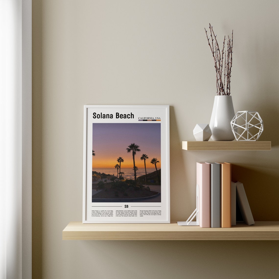 Solana Beach Print Solana Beach Poster Solana Beach Wall Art Minimal Travel Print Minimal City Travel Poster Oil Painting Poster - Image 3
