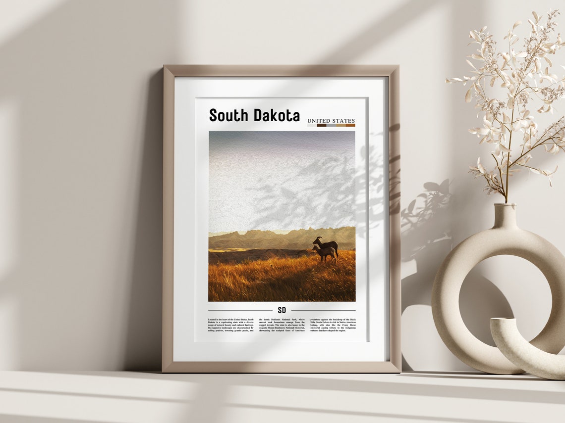 South Dakota Poster South Dakota Print South Dakota Wall Art United States Photo United States Poster United States Print - Image 3