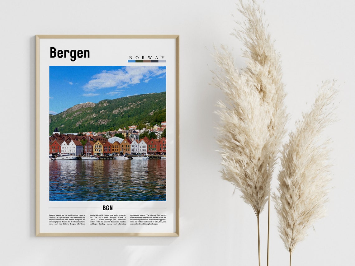 Bergen Poster Bergen Print Bergen Wall Art Europe Photo Europe Poster Europe Print Travel Poster - Image 4