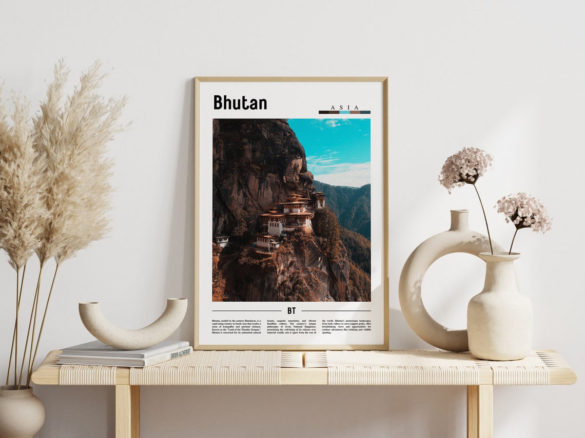 Bhutan Poster Bhutan Print Bhutan Wall Art Asia Print Asia Poster Asia Photo Minimal Travel Poster - Image 6