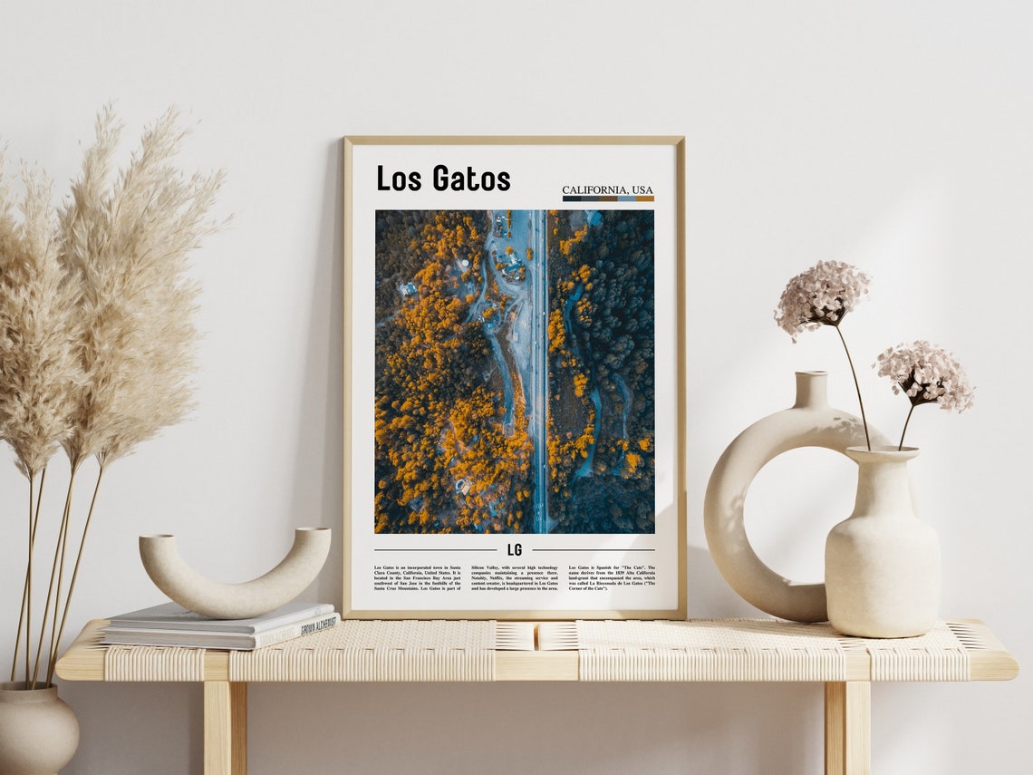 Los Gatos Print Los Gatos Poster Los Gatos Wall Art Minimal Travel Print Minimal City Poster Travel Destination Oil Painting Poster - Image 6