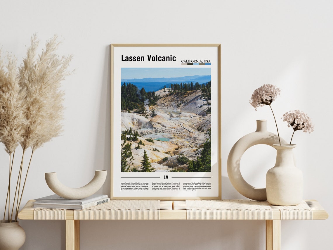 Lassen Volcanic Print Lassen Volcanic Poster Lassen Volcanic Wall Art Minimal Travel Print Minimal City Poster Travel Oil Painting Poster - Image 5