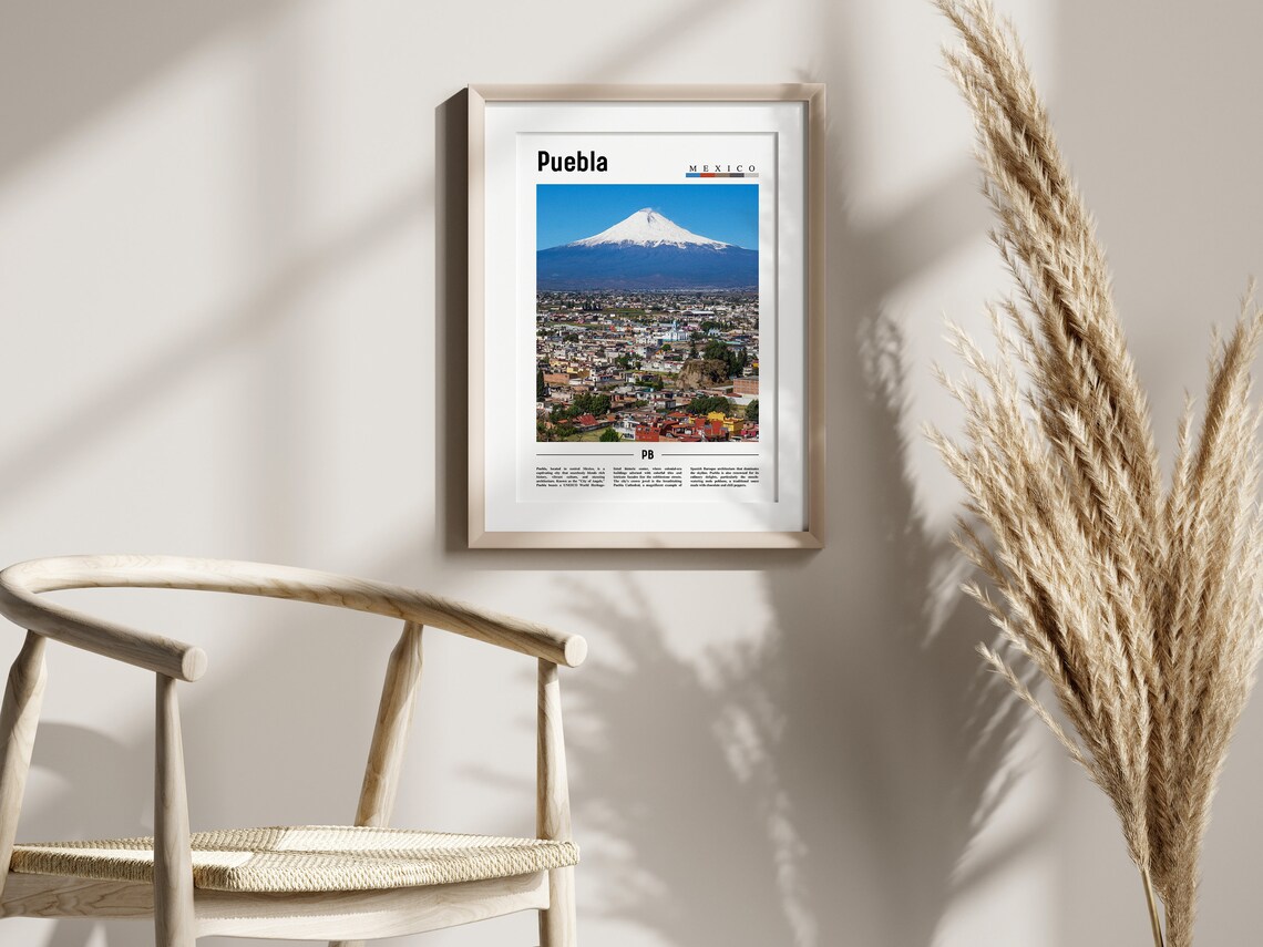 Puebla Minimal Travel Poster, Oil Painting - Image 2