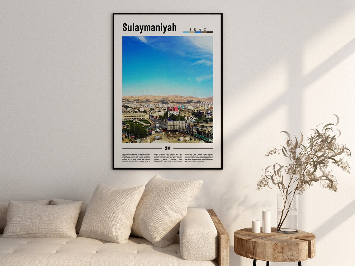 Sulaymaniyah Poster Sulaymaniyah Print Sulaymaniyah Wall Art Minimal Travel Print Travel Destination Oil Painting Poster - Image 2