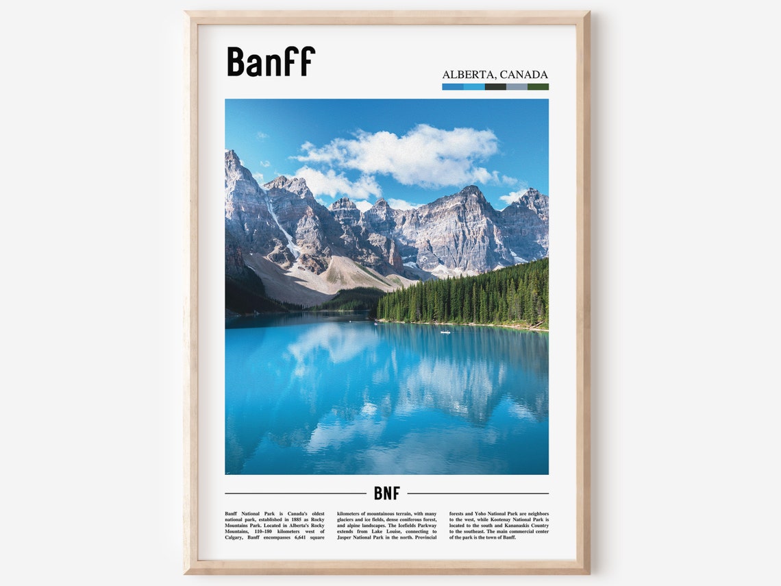 Banff Print Banff Poster Banff Wall Art Oil Painting Poster Colorful City Print City Artwork Travel Artwork Travel Wall Art Lake Print