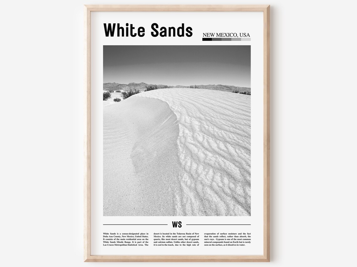 White Sands Black And White Travel Poster