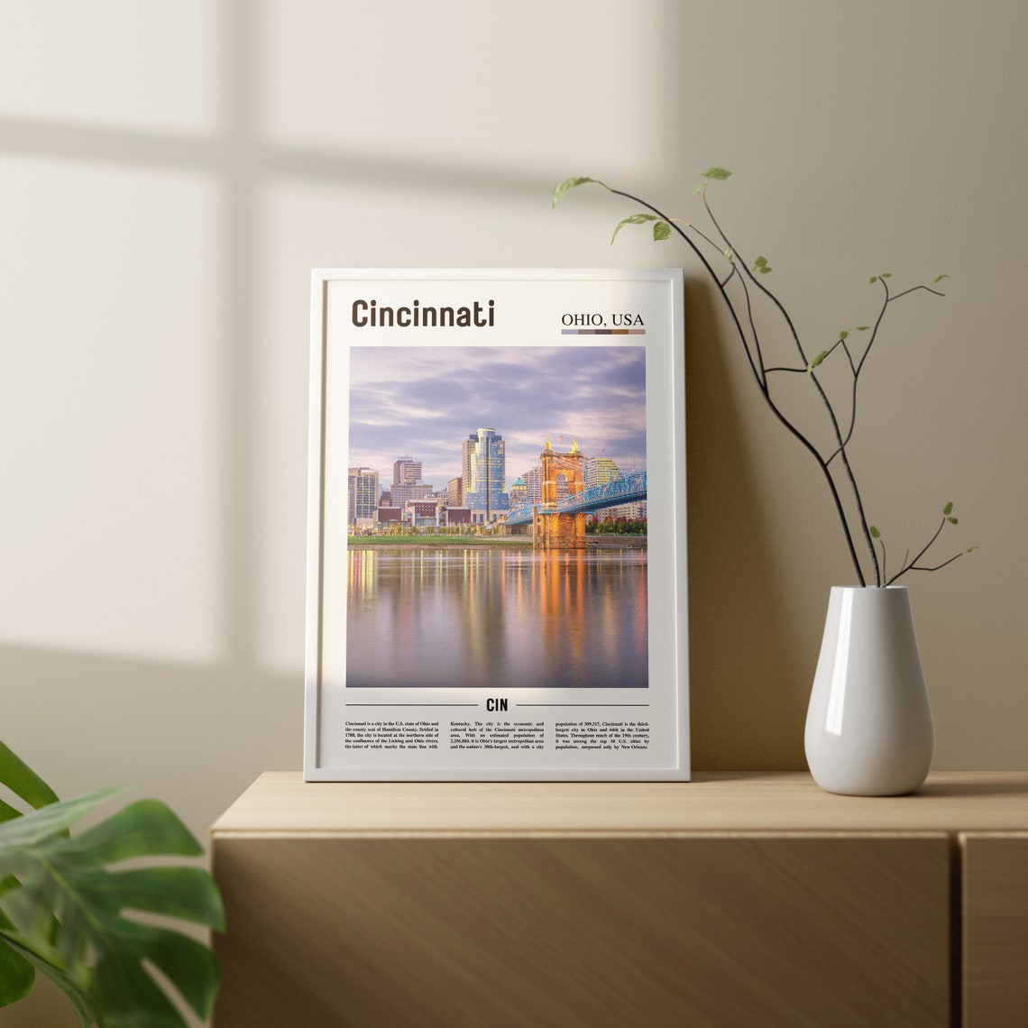 Cincinnati Print Cincinnati Poster Cincinnati Wall Art Oil Painting Poster Colorful City Print City Artwork Travel Artwork Travel Art - Image 2
