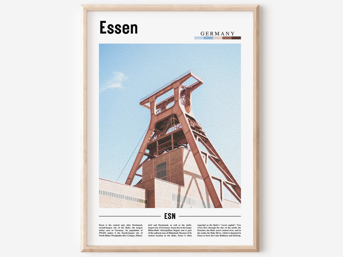Essen Print Essen Poster Essen Wall Art Minimal Travel Print Minimal City Poster Travel Destination City Print Oil Painting Poster