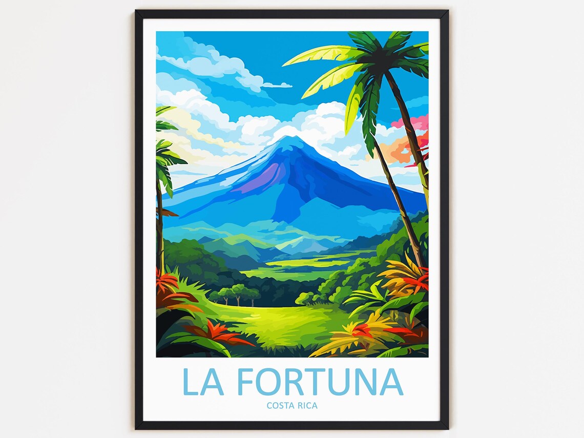 La Fortuna Travel Poster, Costa Rica Home Decor