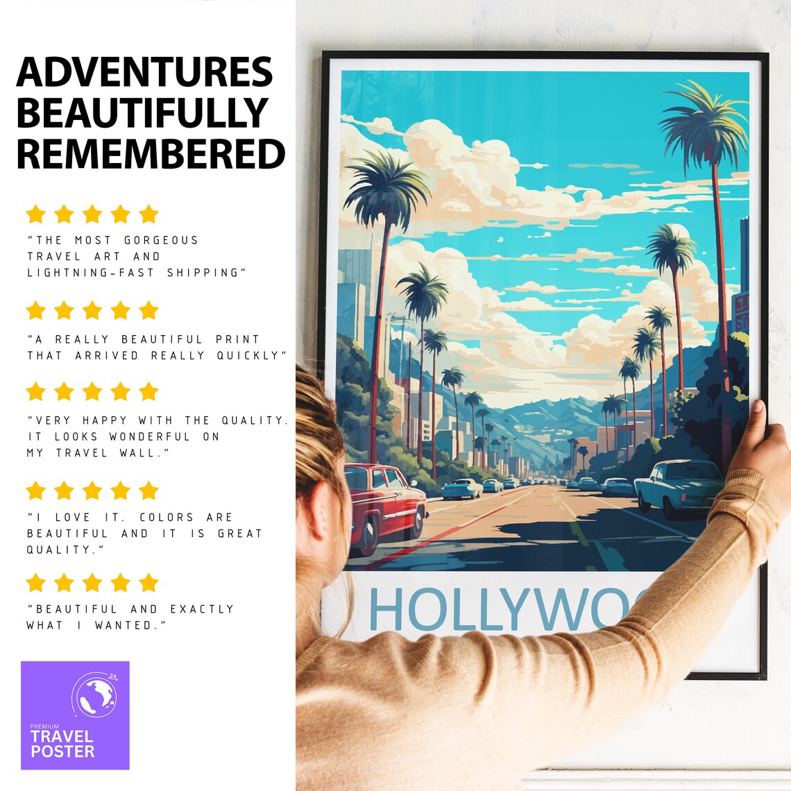 Hollywood Travel Print, California Home Decor - Image 2