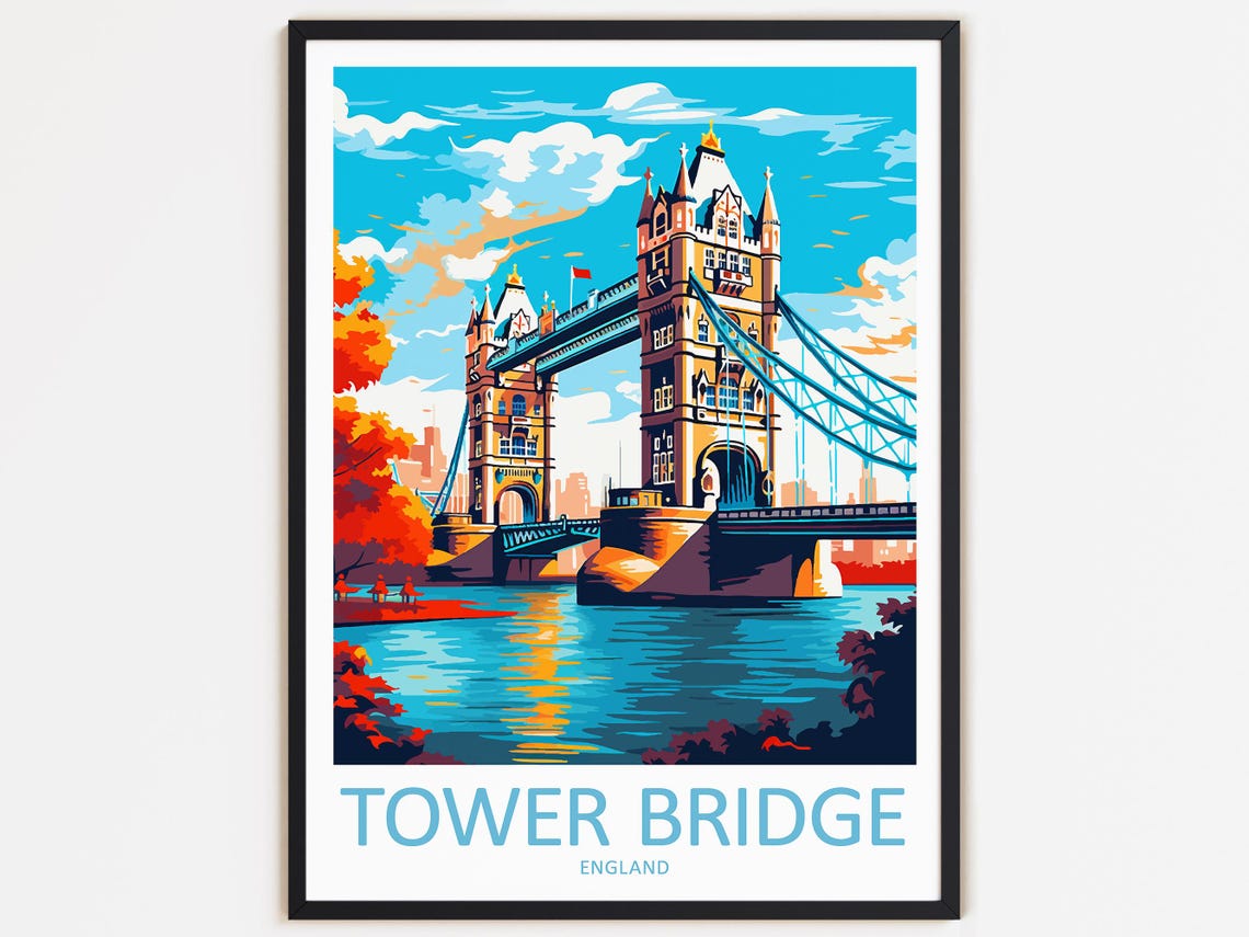Tower Bridge Travel Print Wall Decor Wall Art Tower Bridge Wall Hanging Home Dcor Tower Bridge Gift Art Lovers England Art Home Decoration