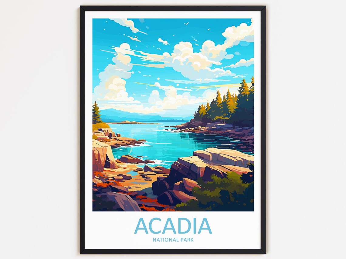 Acadia National Park Travel Print, Nature Landscape