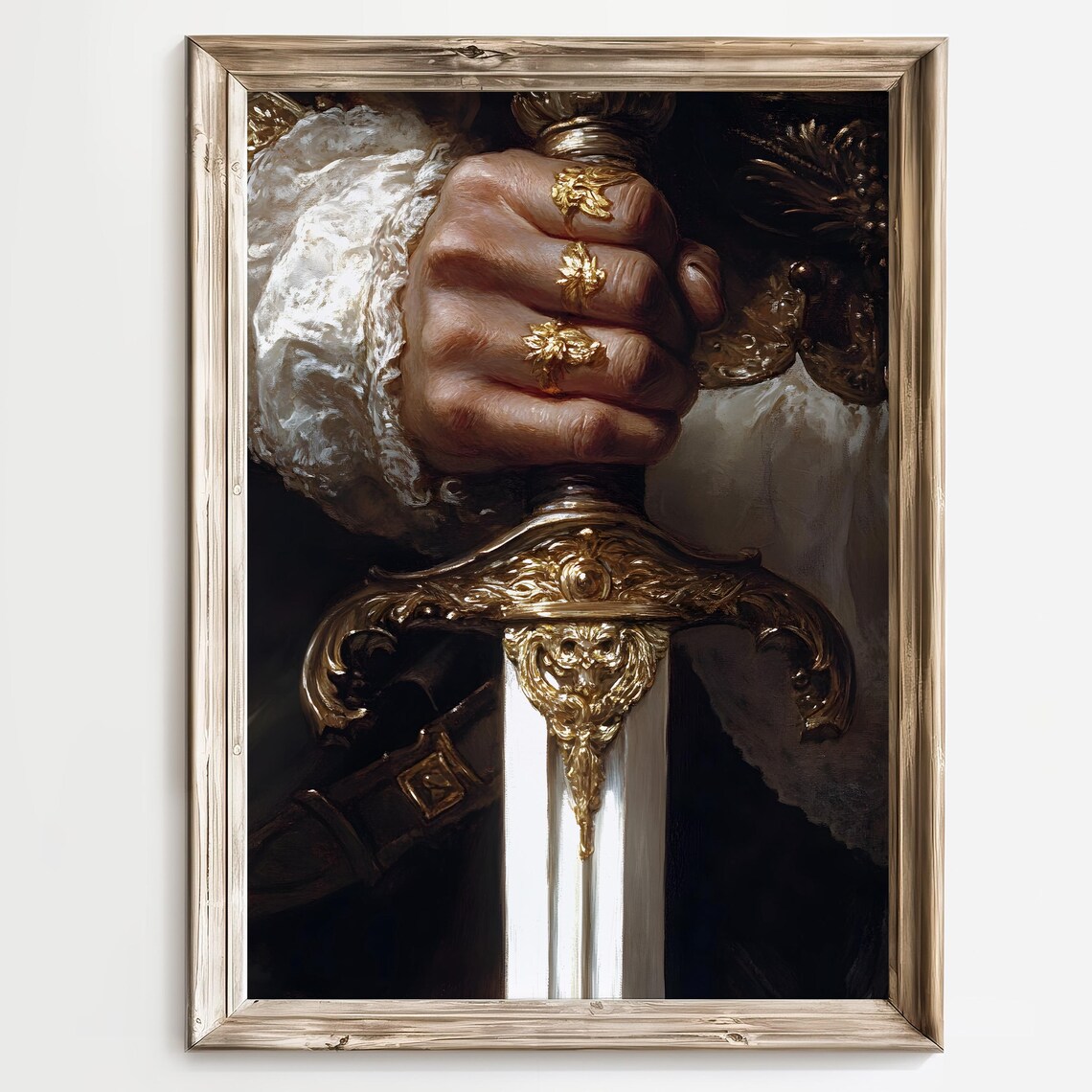 Royal Hand Gripping Ornate Golden Sword Medieval Warrior Detail Poster - Image 3