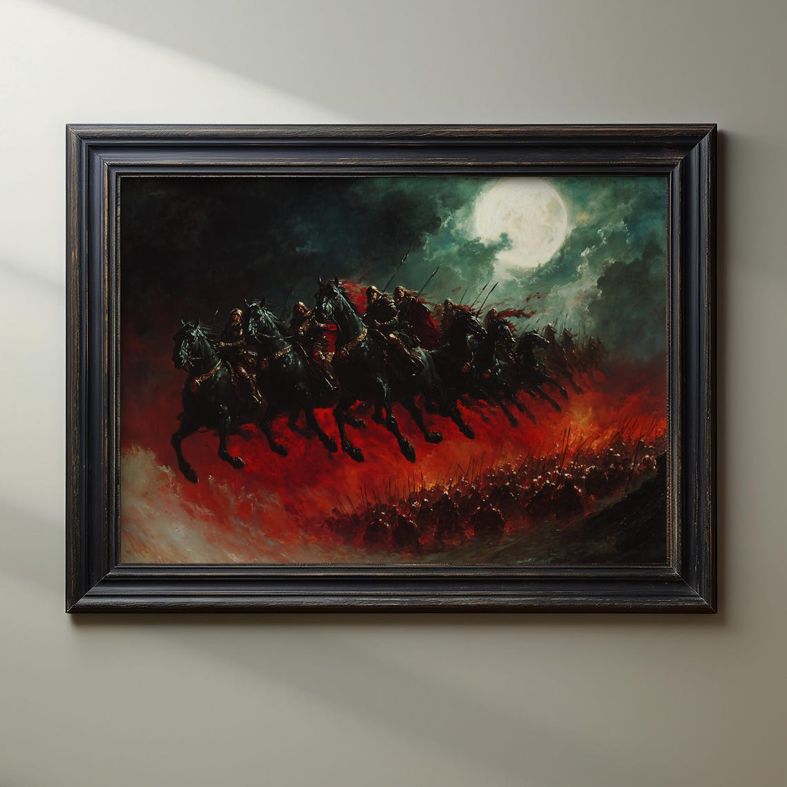 Moonlit Night Riders Charging Across Crimson Skies Epic Poster - Image 2