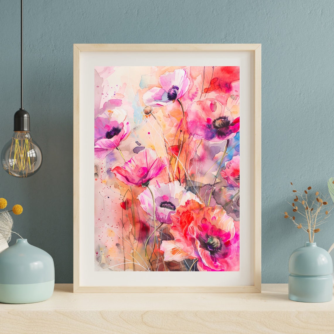 Poppy Watercolor Painting Wall Art Home Decor Poppy Poster Poppy Print Poppies Painting Flowers - Image 3