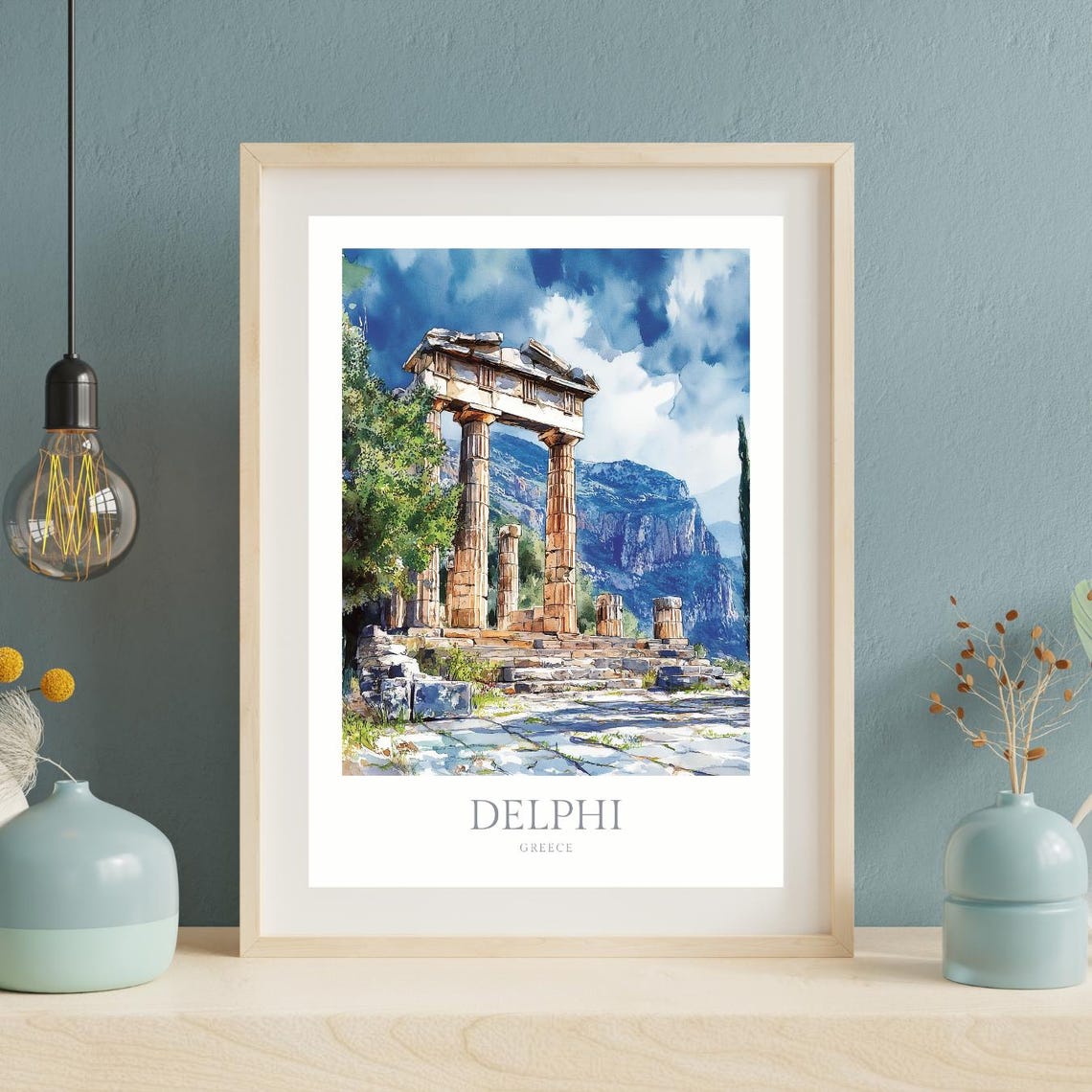 Delphi Greece Watercolor Travel Poster - Image 2