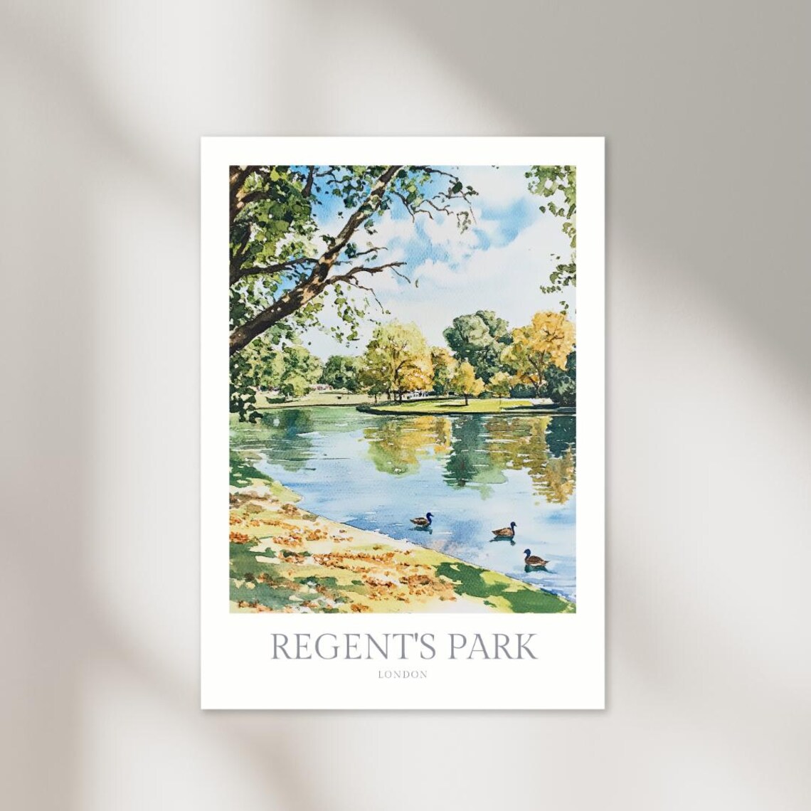 Regents Park London Watercolor Poster, Travel Poster