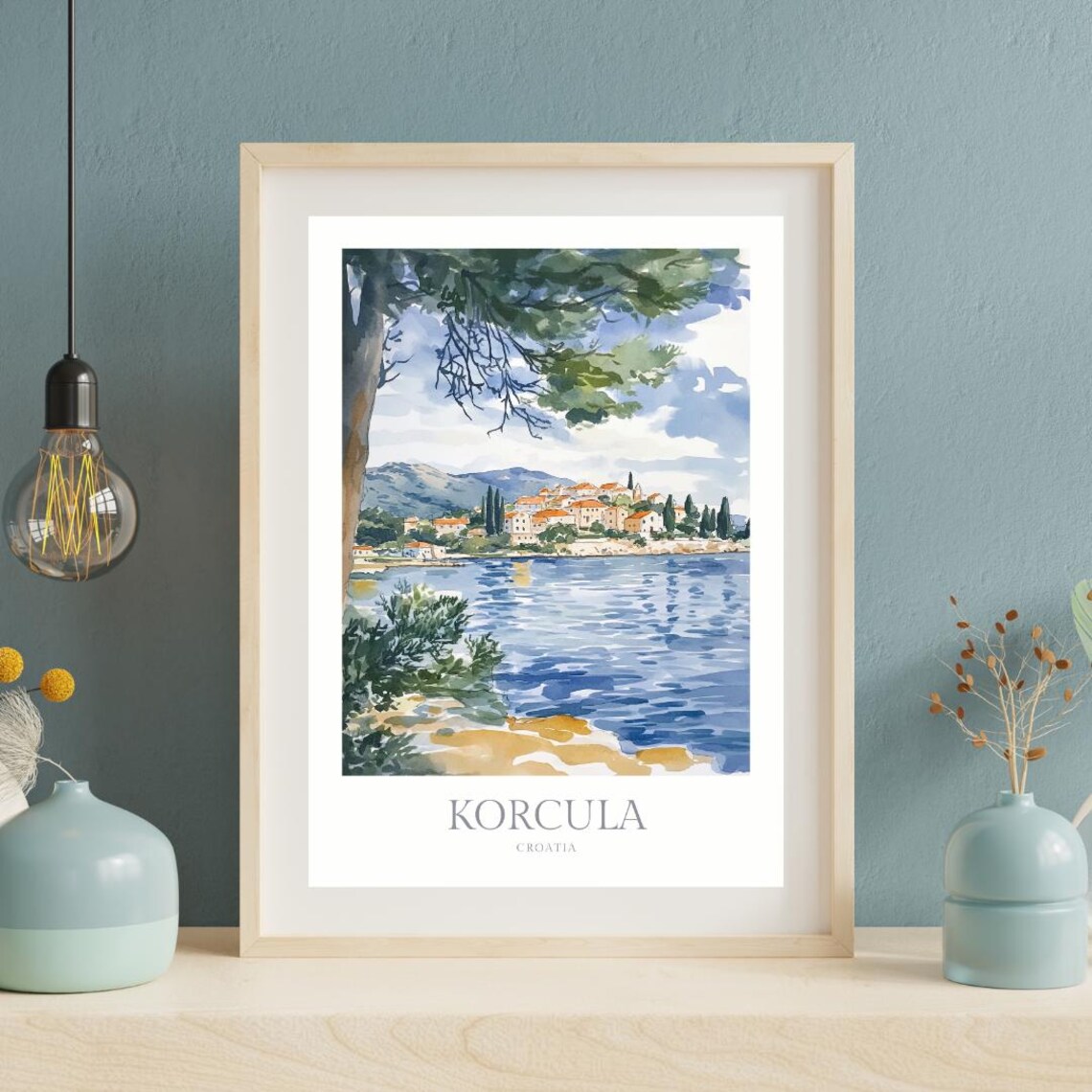 Korcula Croatia Watercolor Travel Poster, Wall Art Print - Image 2
