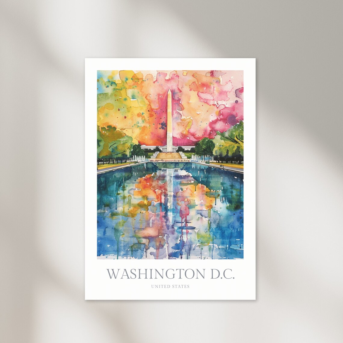 Washington DC Watercolor Poster, City View Print