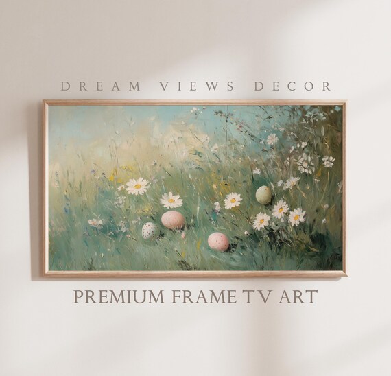 Easter Frame Tv Art Neutral Oil Painting Moody Easter Decor Easter Egg Spring Frame Tv Art Antique Vintage Decor