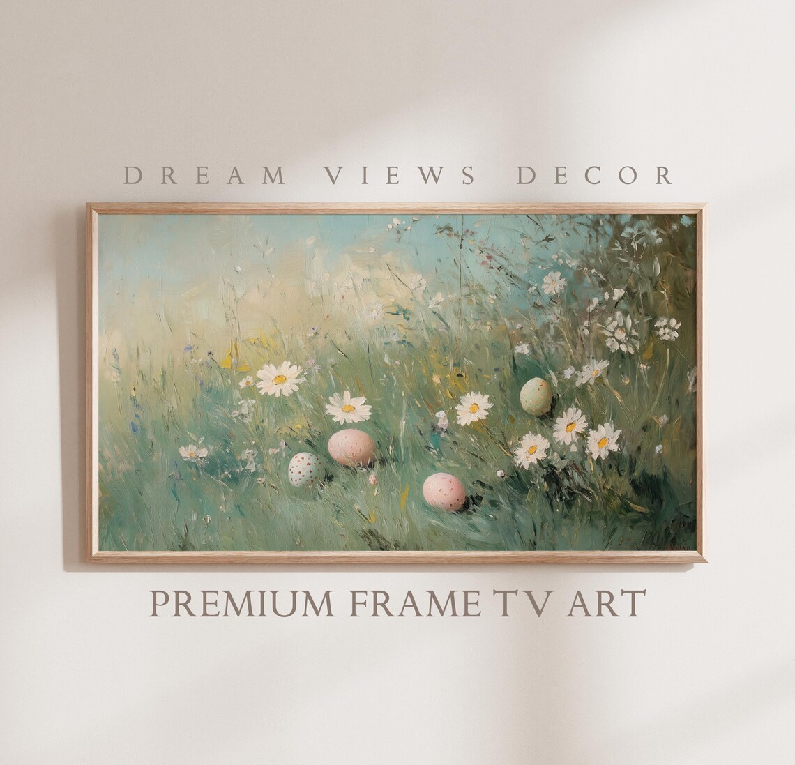 Easter Frame Tv Art Neutral Oil Painting Moody Easter Decor Easter Egg Spring Frame Tv Art Antique Vintage Decor