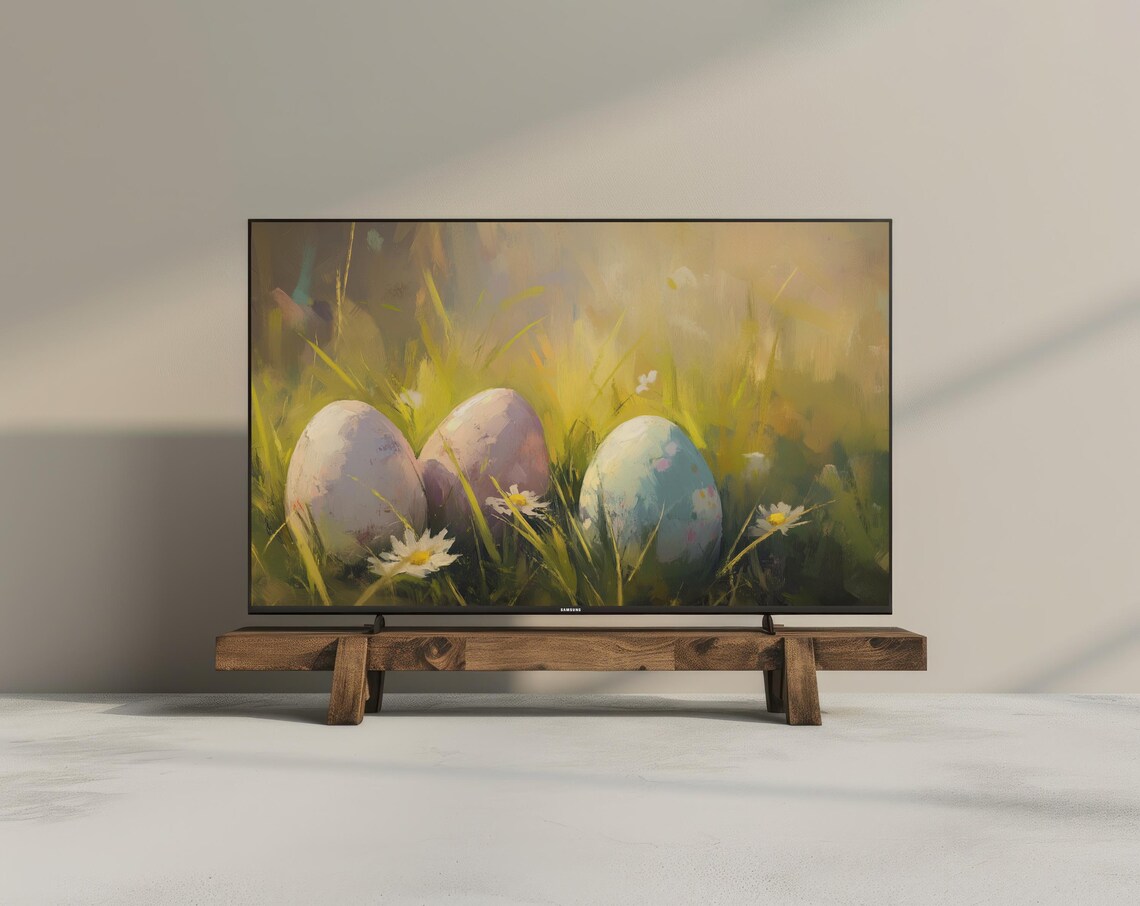 Easter Frame Tv Art Neutral Oil Painting Moody Easter Decor Easter Egg Spring Frame Tv Art Antique Vintage Decor - Image 3