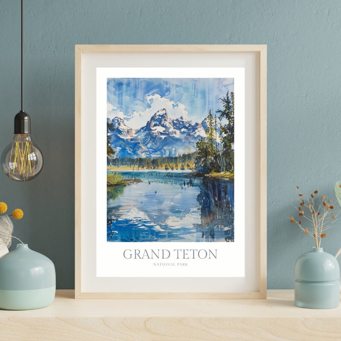 Grand Teton National Park Watercolor Poster Print - Image 2