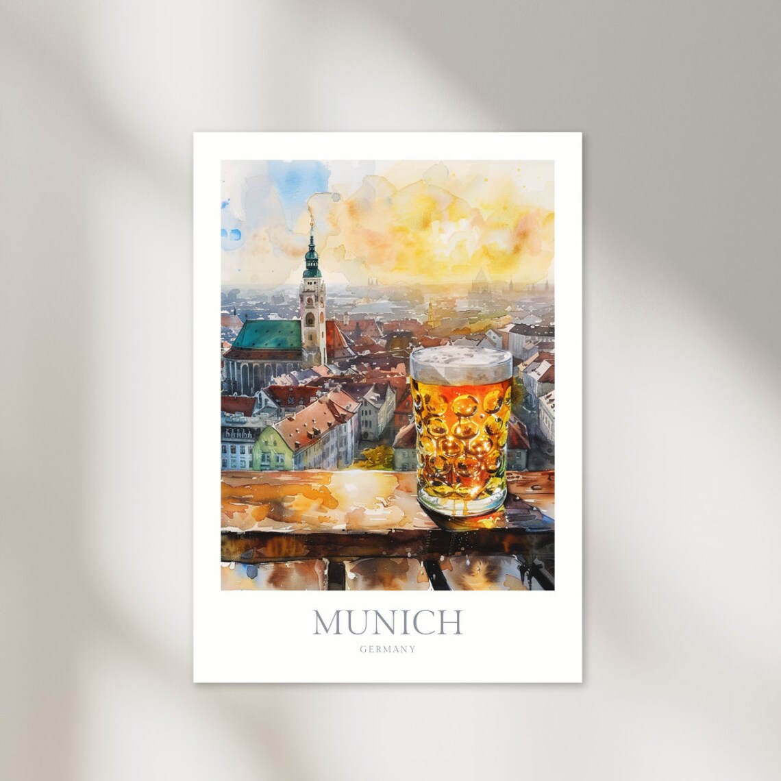 Munich Germany Watercolor Travel Poster Art Print