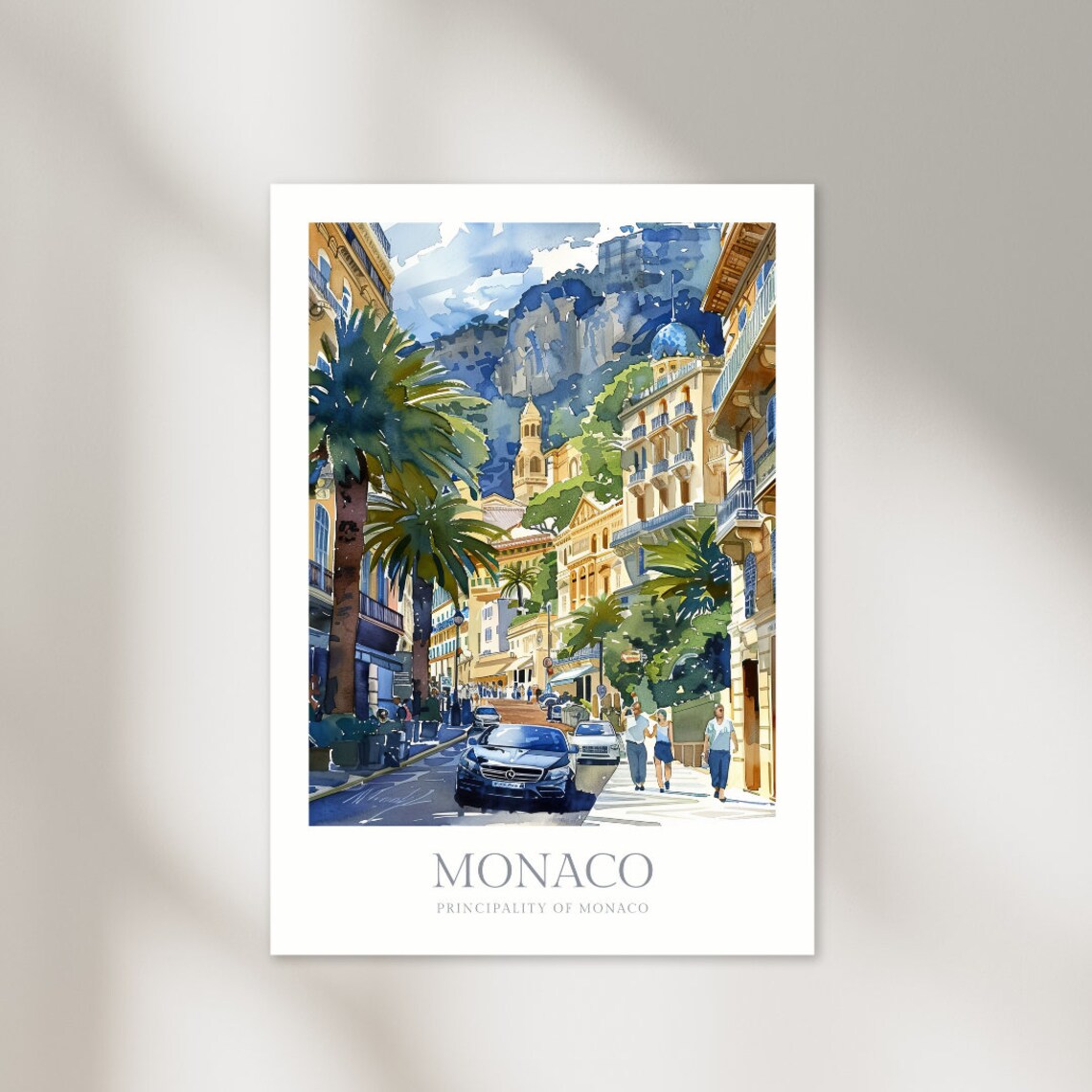 Monaco Watercolor Travel Poster, Principality Of Monaco