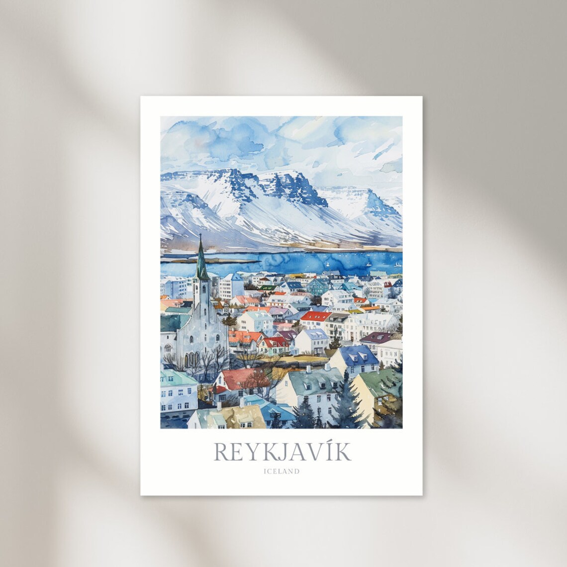 Reykjavik Iceland Watercolor Travel Poster