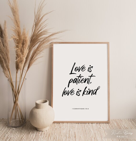 1 Corinthians 13:4 Love Is Patient Love Is Kind Wedding Scripture Wall Art Poster