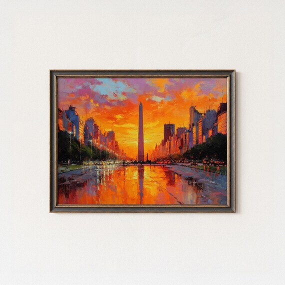 Buenos Aires Obelisco Print Argentina Sunset Cityscape Wall Art