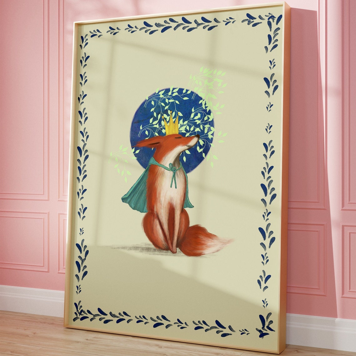 Fox King And Blue Moon Nursery Wall Decoration Wall Decor Fox Nursery Decor - Image 2