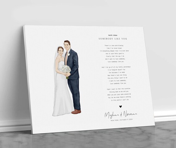 Personalized Wedding Song Lyrics Portrait Print First Dance Keepsake Art