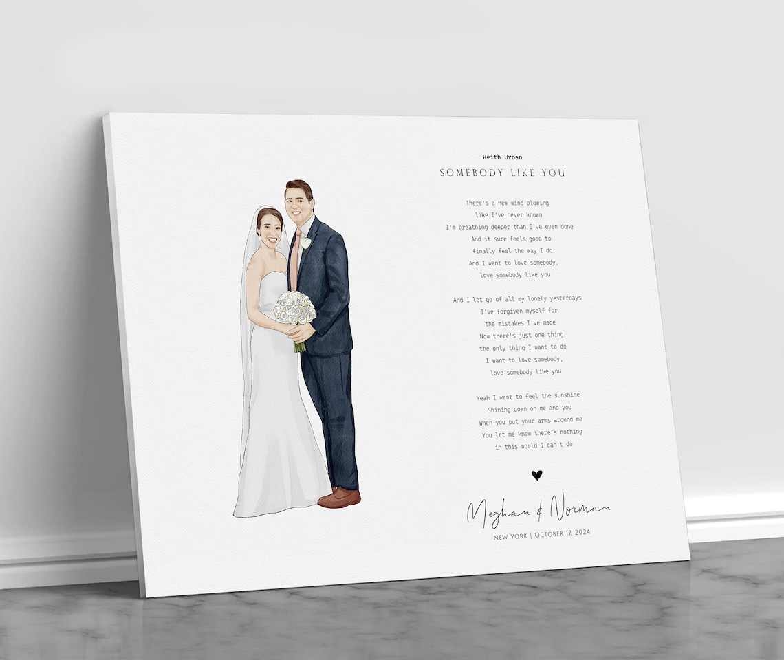 Personalized Wedding Song Lyrics Portrait Print First Dance Keepsake Art