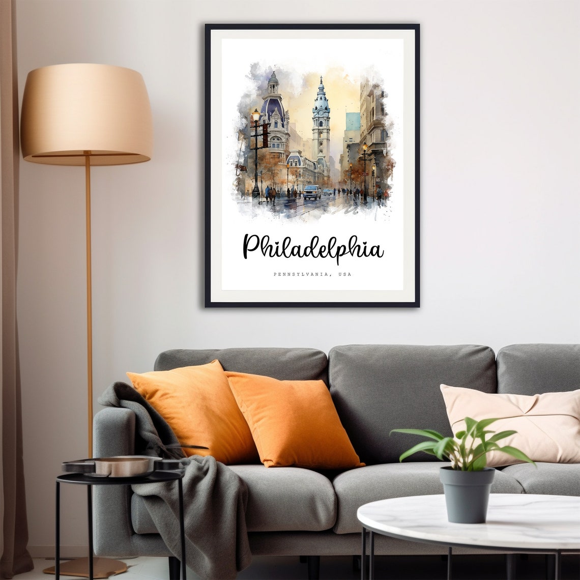 Philadelphia Pennsylvania Travel Poster Philadelphia City Print Wall Art Prints Usa Prints Print Watercolor Painting - Image 4