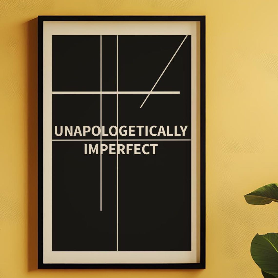 Unapologetically Imperfect Bold Black Abstract Line Art Quote Poster - Image 6