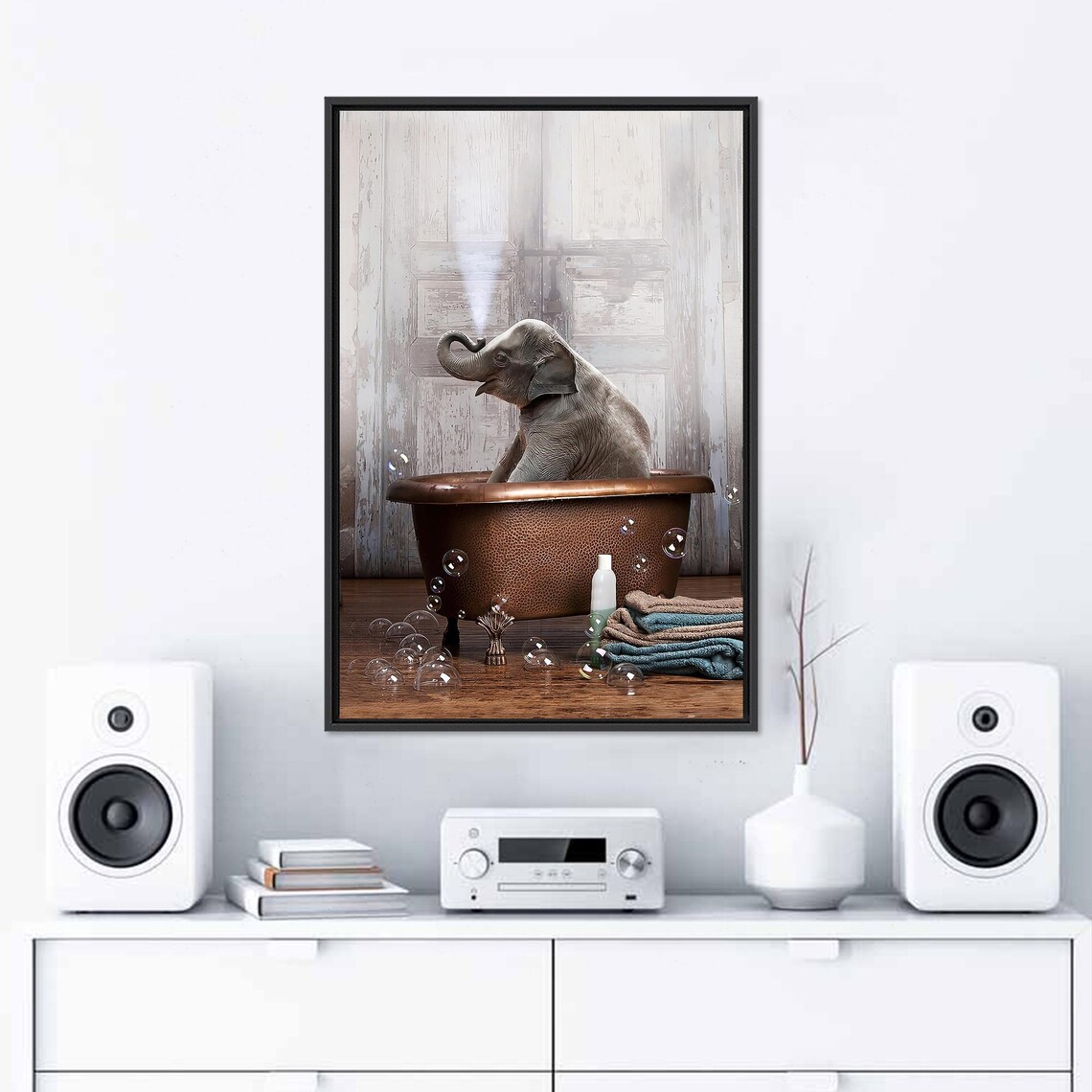 Cute Elephant Bathroom Wall Art Decor, Animal Poster - Image 2