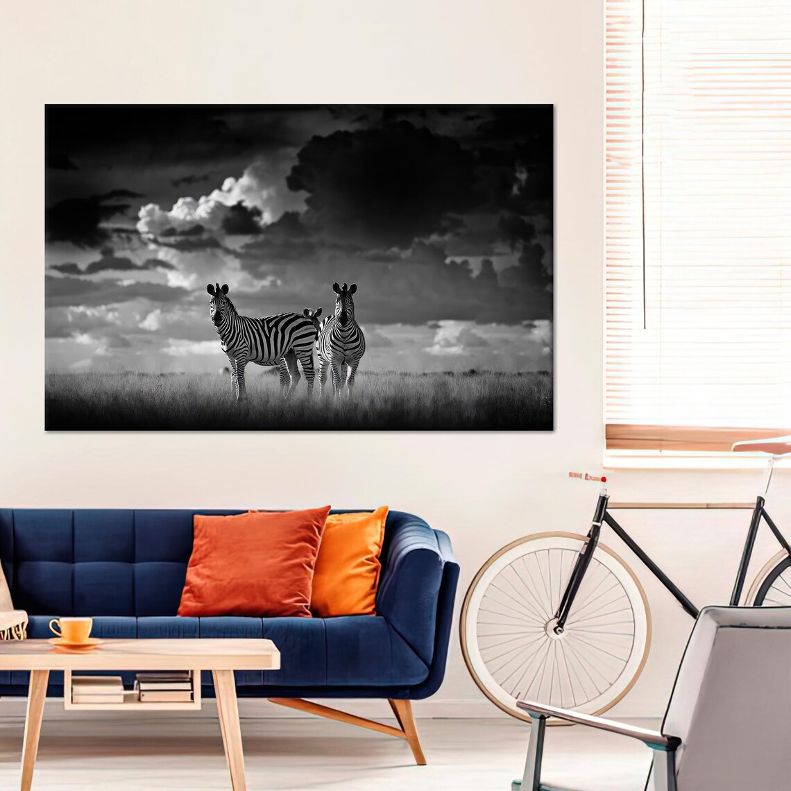 Zebra Black And White Art Print, African Savannah