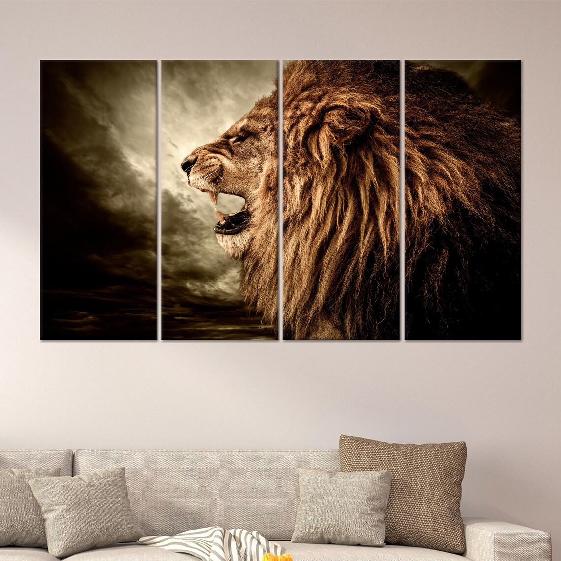 Roaring Lion, Modern Man Cave Wall Art - Image 3