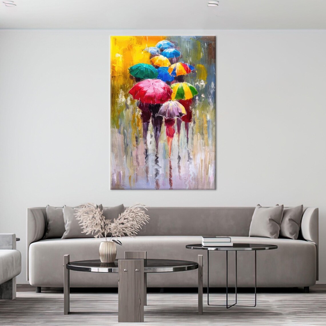 People With Umbrella, Modern Bedroom Decor - Image 3
