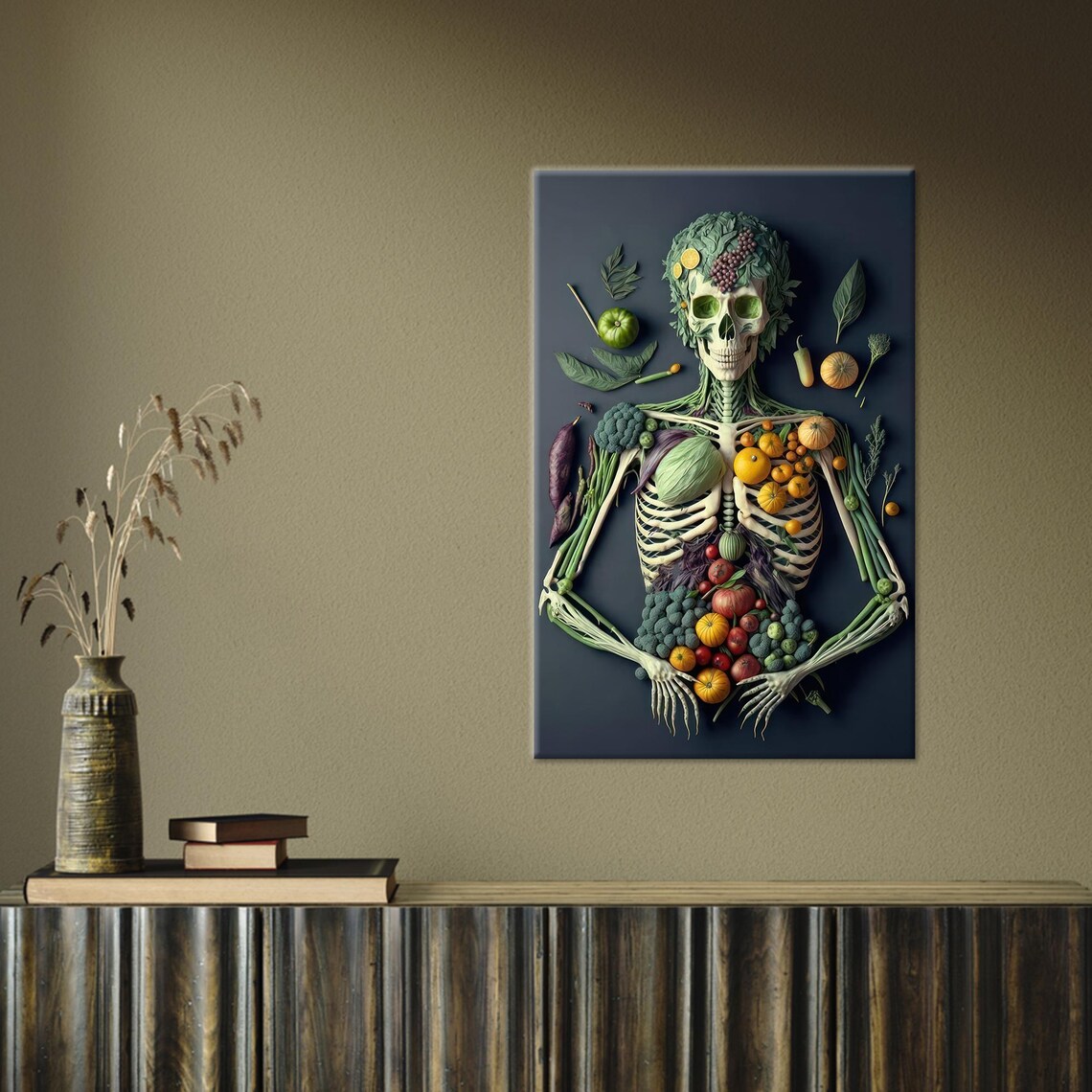 Happy Skeleton 3D Healty Living Art Print