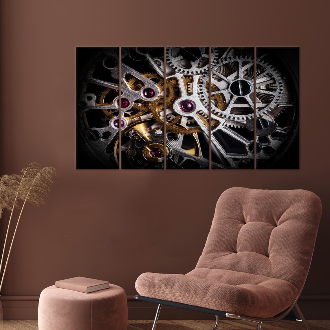 Macro Detail Poster of a Mechanical Watch Movement with Gears - Image 2