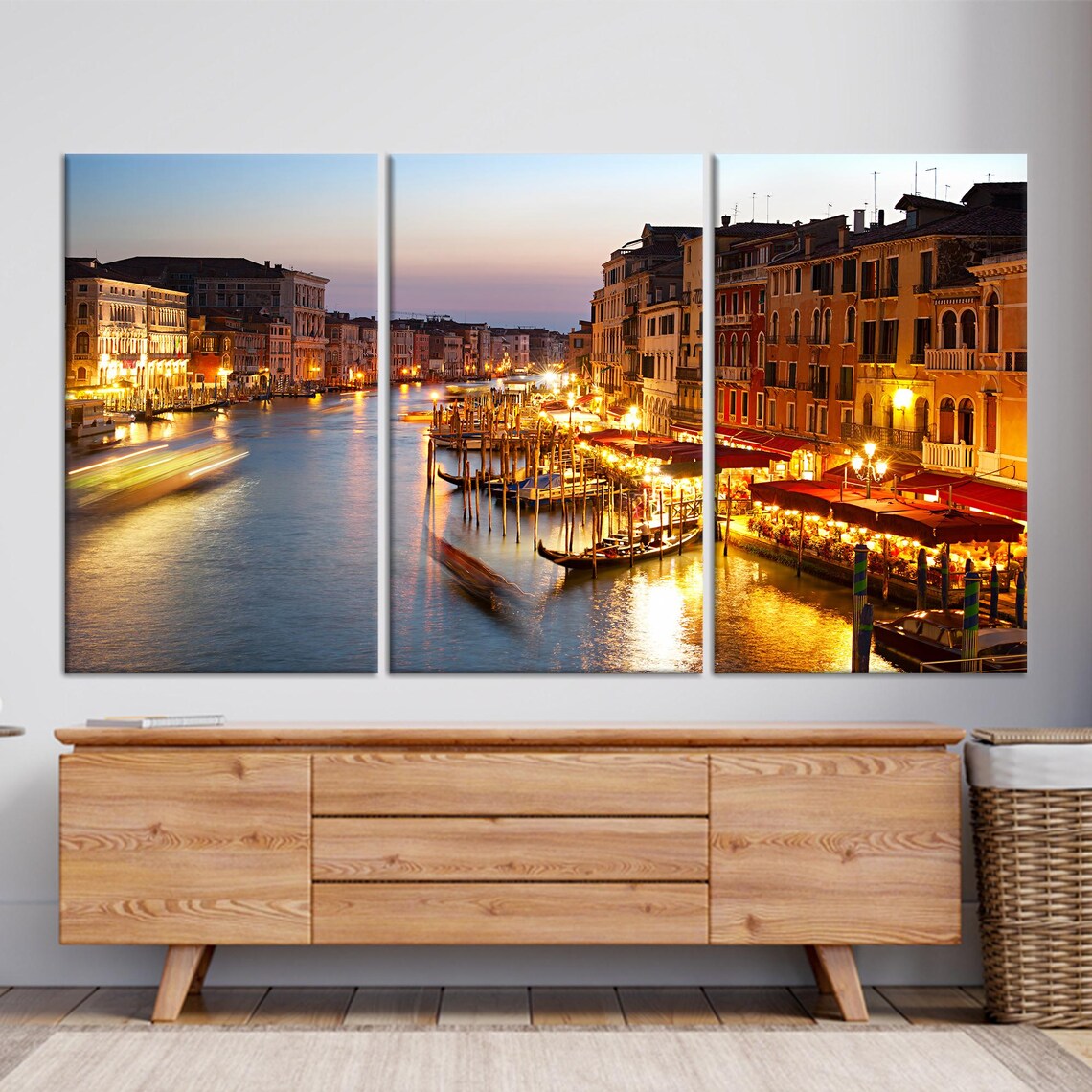 Venice Grand Canal at Dusk with Gondolas and Glowing Lights Poster - Image 3
