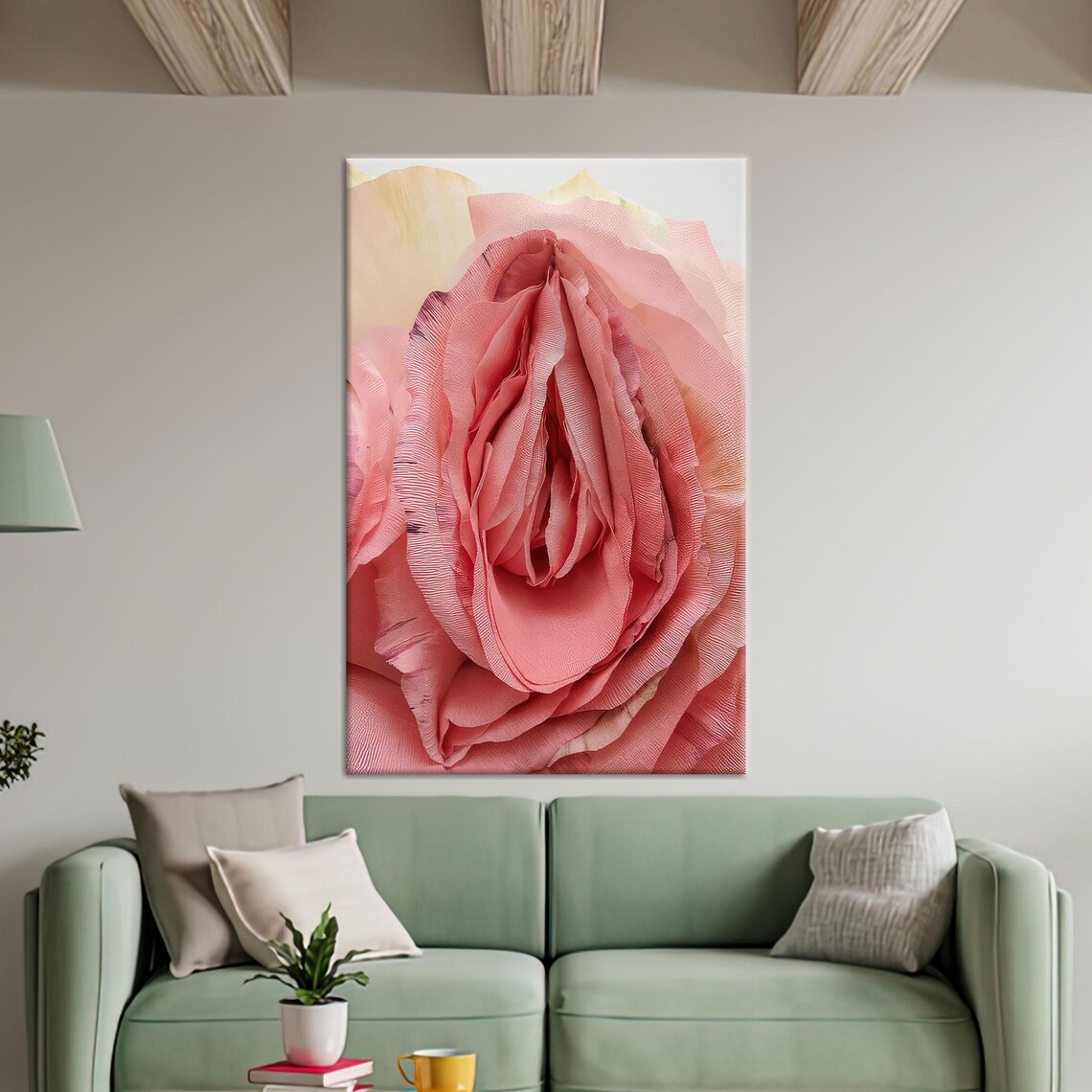 Romantic Pink Rose Floral Art Print for Bedroom - Image 4